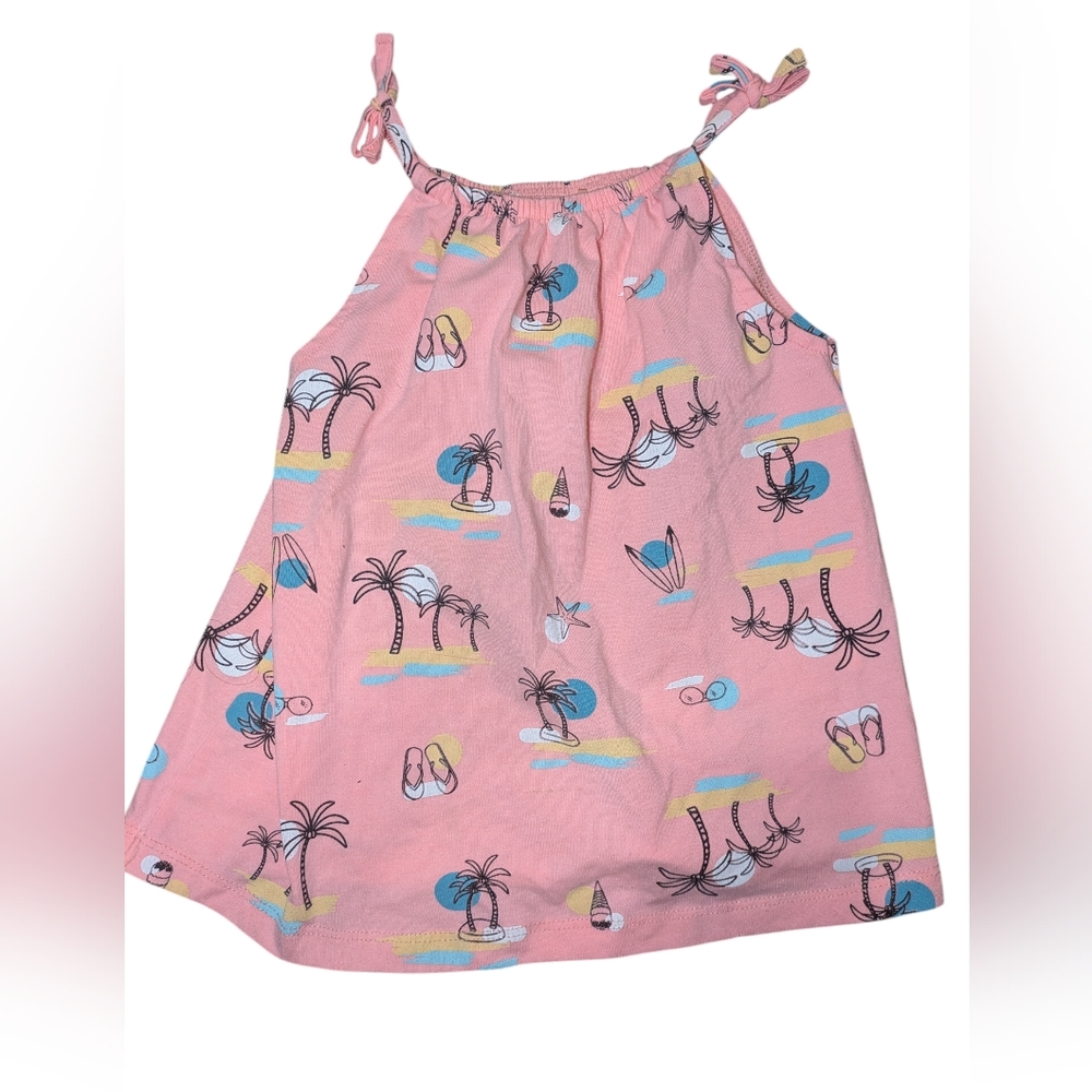 💟10/20$ Pink Sleeveless Dress with Tropical Print 2Y